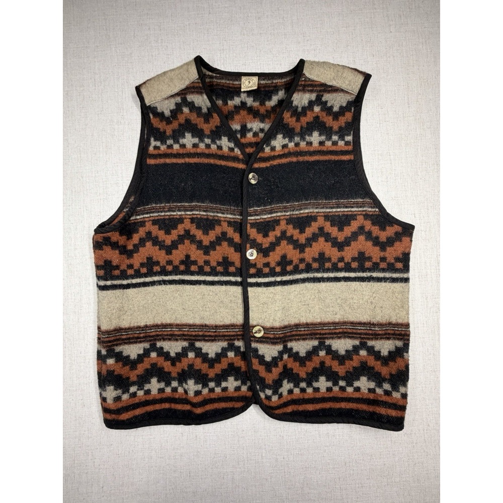 Vintage One Price Wool Blend Southwestern Vest Mens M/L Aztec Pattern